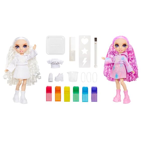 Rainbow High Watercolour & Create DIY Modepuppe mit Auswaschbaren Wasserfarben & Batikset - Lila Augen, Lockenhaar, Extra Top & Schuhe - Malen, Gestalten, Spielen, Abspülen, Wiederholen - 4-12+ Jahre