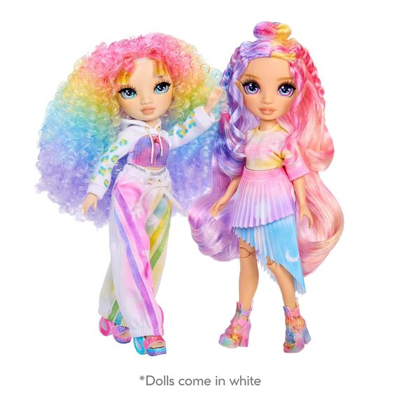 Rainbow High Air Brush & Create - 1 DIY Modepuppe mit Airbrush Market Kit, Abwaschbaren Regenbogen-Filzstiften Langen Haaren, Lila Augen, Kreatives Spiel für Kinder von 4 bis 12+