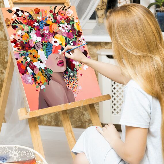 gelrovaled Malen Nach Zahlen Erwachsene, DIY Handgemalt Ölgemälde Kit für Anfänger und Erwachsene Mit 3-Pinseln und Acrylfarbe, Ohne Rahmen 40X50CM (Flower Girl)