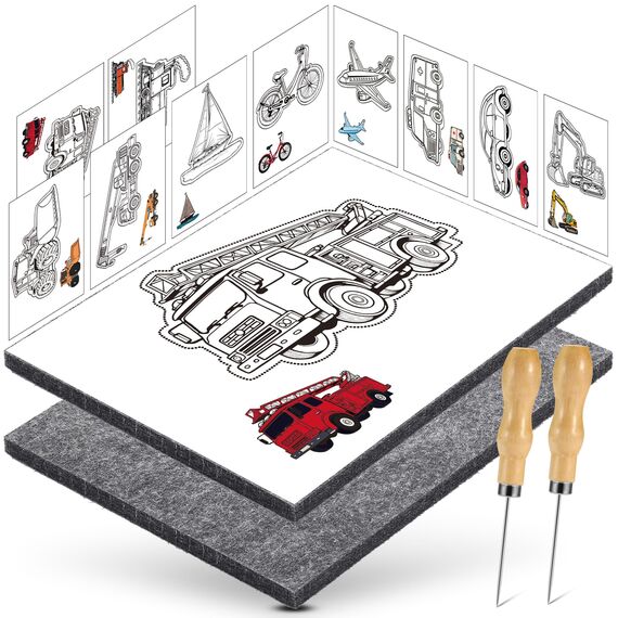 DazSpirit Prickelnadel Set Kinder, Komplettes Prickelset Kinder ab 4 mit 2 Prickelfilz, 2 Prickelnadel & 10 Stickbilder, Entwickelt für Kleine Hände, Prickeln Kit für Kreative Projekte (Transport)