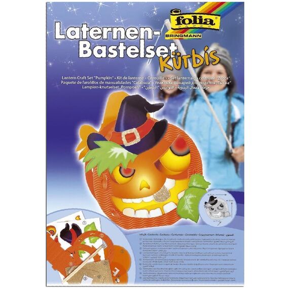 folia 94107 - Laternen Bastelset Kürbis, ca. 25 x 26 x 11 cm - Komplettset zur Erstellung einer wunderschönen Laterne !