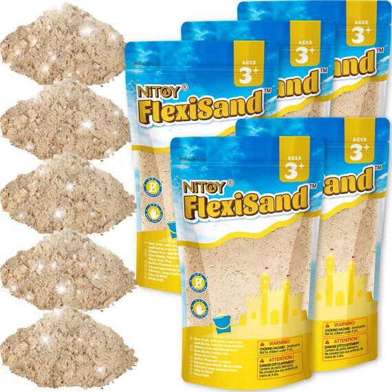 NiToy Play Sand,FlexiSand 5 kg Formbarer Spielsand für Kinder, Modelliersand zum Formen und Kneten, Leicht zu Handhaben, Saubere Anwendung, Fördert Kreatives Spielen (Beige)