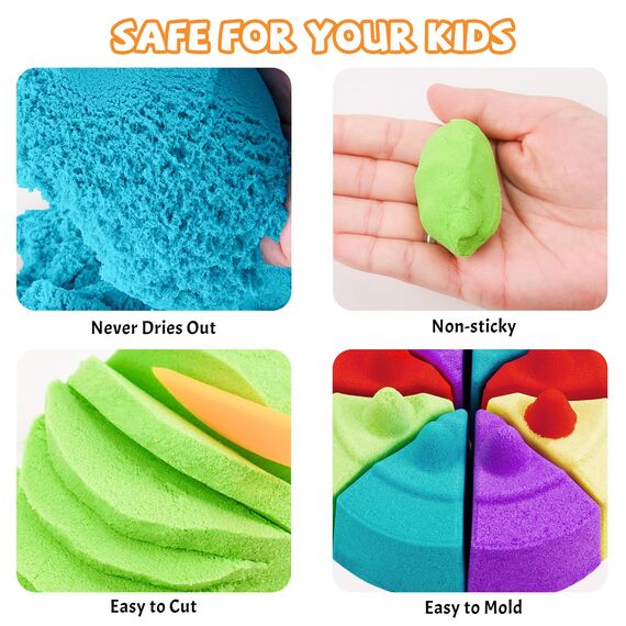 NiToy Play Sand,FlexiSand Vorteilspack – 8,6 kg formbarer selbsthaftender Sand in 10 Farben