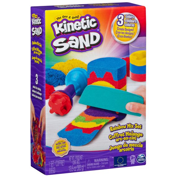 Kinetic Sand Regenbogen Mix Set - mit 383 g original kinetischem Sand aus Schweden, erfüllt alle gesetzlichen Anforderungen, für kreatives, sauberes Indoor-Sandspiel, für Kinder ab 3 Jahren