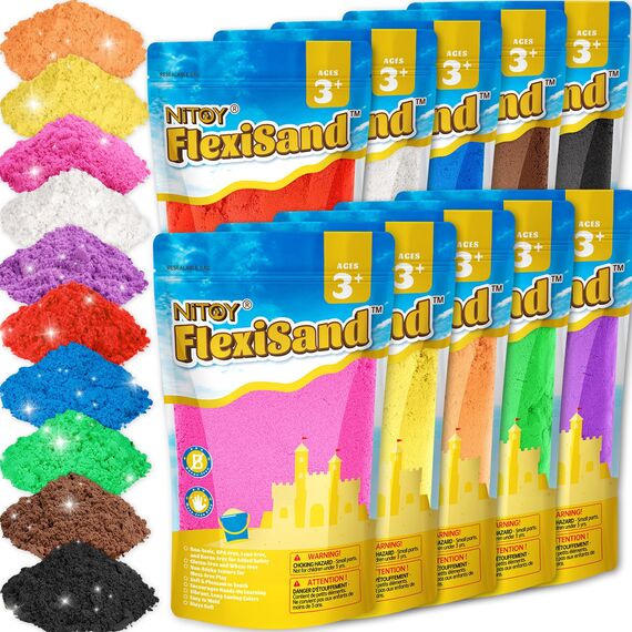 NiToy Play Sand,FlexiSand 8,62 kg formbarer, selbsthaftender Spielsand im Vorteilspack – Trocknet nie aus, Spielspaß für Kinder ab 3 Jahren, Großpackung Nachfüllsand für Sandkastenspiele