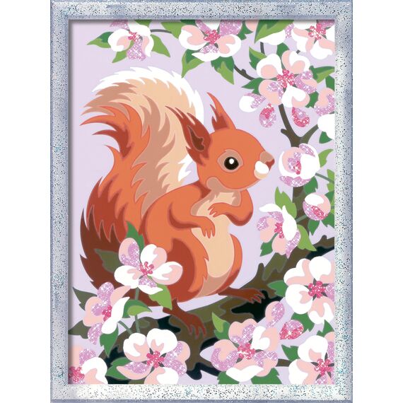 Ravensburger CreArt 20064 - Neugieriges Eichhörnchen - Malen nach Zahlen ab 9 Jahre, Malset mit Rahmen, Pinsel und Acrylfarben, Geschenk für Mädchen und Jungen, mit Glitzer