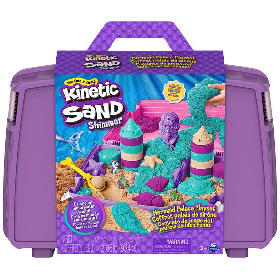 Kinetic Sand Meerjungfrauen Koffer - mit 934 g original kinetischem Sand aus Schweden, erfüllt alle gesetzlichen Anforderungen, mit 6 Förmchen für kreatives Indoor-Sandspiel, für Kinder ab 3 Jahren