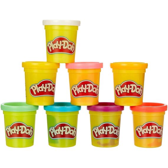 Play-Doh Rainbow Pack 8 x 56g Dosen, Bastel-Set mit hochwertiger Knetmasse in 8 fröhlichen Farben, fördert die Feinmotorik und das Gestalten, kreatives für Kinder ab 2 Jahren