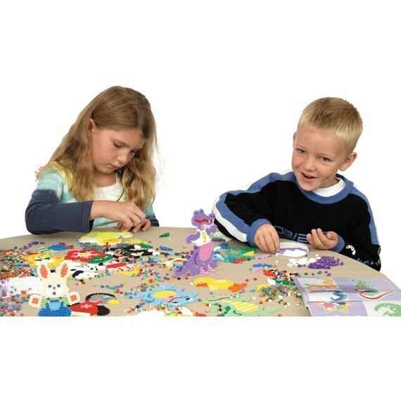 Hama Perlen 201-66 Bügelperlen Beutel mit ca. 3000 Midi Bastelperlen mit Durchmesser 5 mm, im Grundfarben-Mix, kreativer Bastelspaß für Groß und Klein