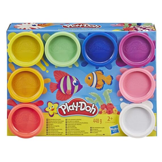 Play-Doh Rainbow Pack 8 x 56g Dosen, Bastel-Set mit hochwertiger Knetmasse in 8 fröhlichen Farben, fördert die Feinmotorik und das Gestalten, kreatives für Kinder ab 2 Jahren