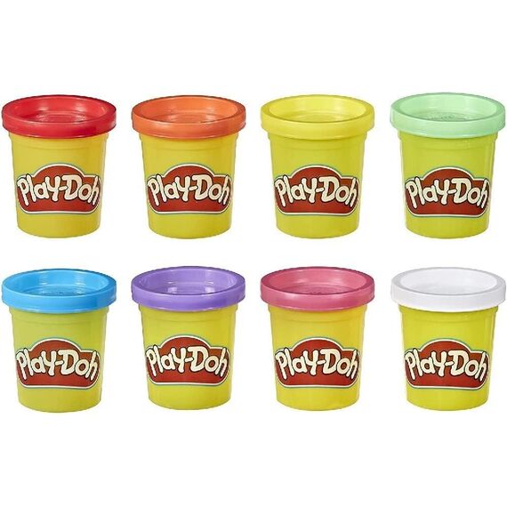 Play-Doh Rainbow Pack 8 x 56g Dosen, Bastel-Set mit hochwertiger Knetmasse in 8 fröhlichen Farben, fördert die Feinmotorik und das Gestalten, kreatives für Kinder ab 2 Jahren