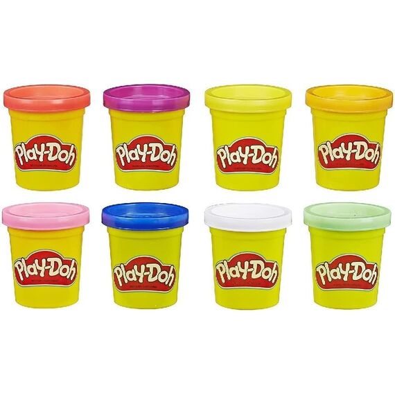 Play-Doh Rainbow Pack 8 x 56g Dosen, Bastel-Set mit hochwertiger Knetmasse in 8 fröhlichen Farben, fördert die Feinmotorik und das Gestalten, kreatives für Kinder ab 2 Jahren
