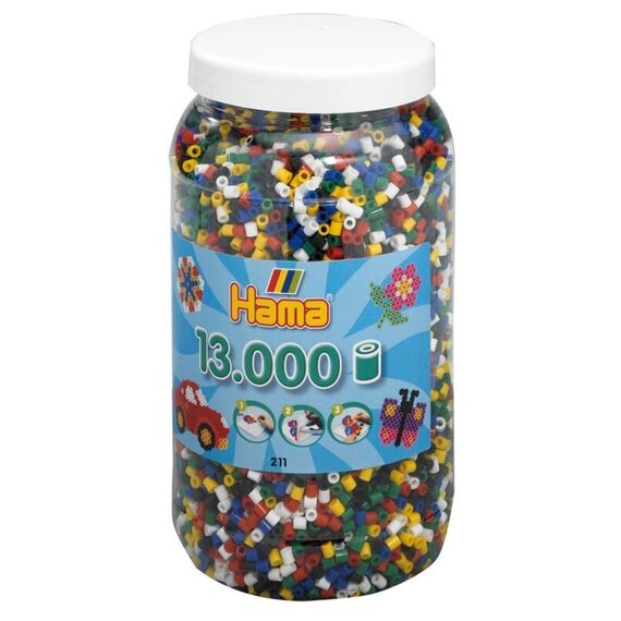 Hama Perlen 211-66 Bügelperlen Dose mit ca. 13.000 Midi Bastelperlen mit Durchmesser 5 mm im Vollton-Mix, kreativer Bastelspaß für Groß und Klein
