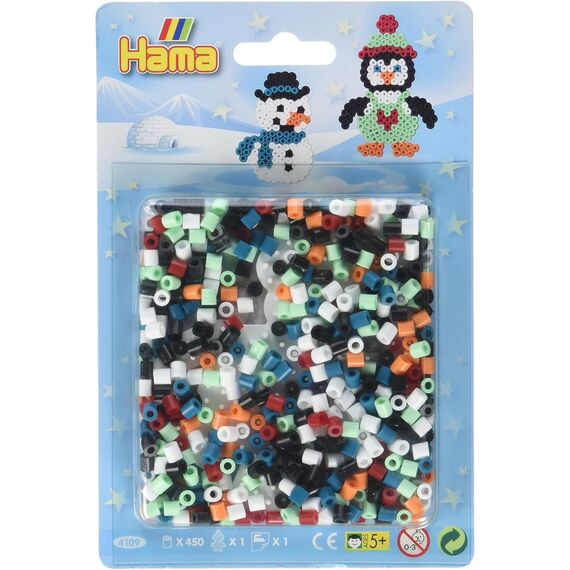 Hama Perlen 4109 Kleines Set Winter mit ca. 450 bunten Midi Bügelperlen mit Durchmesser 5 mm, Stiftplatte und Motivvorlage, inkl. Bügelpapier, kreativer Bastelspaß für Groß und Klein
