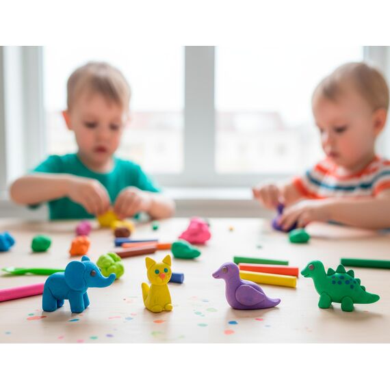 Idena - Knetebox mit 20 Stangen bunter Knete, in blauer Aufbewahrungsbox, lustiger Knetspaß für Kinder, Blau