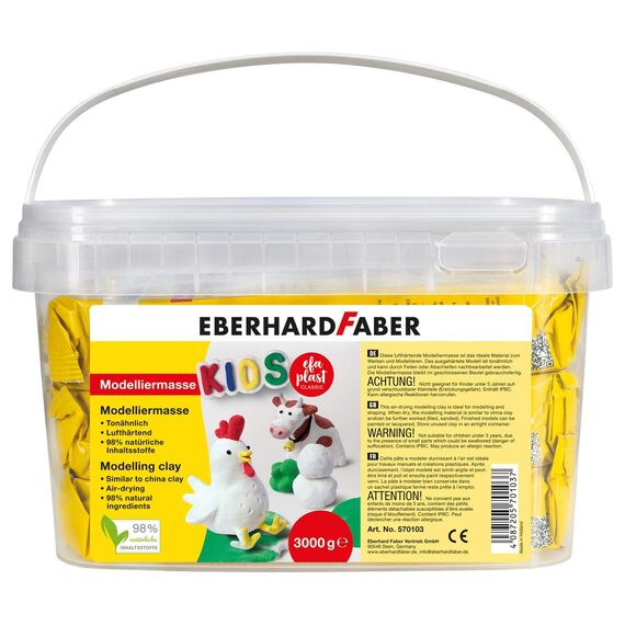 Eberhard Faber 570103 - Modelliermasse lufttrocknend weiß, 3 kg EFA Plast Kids tonbasiert