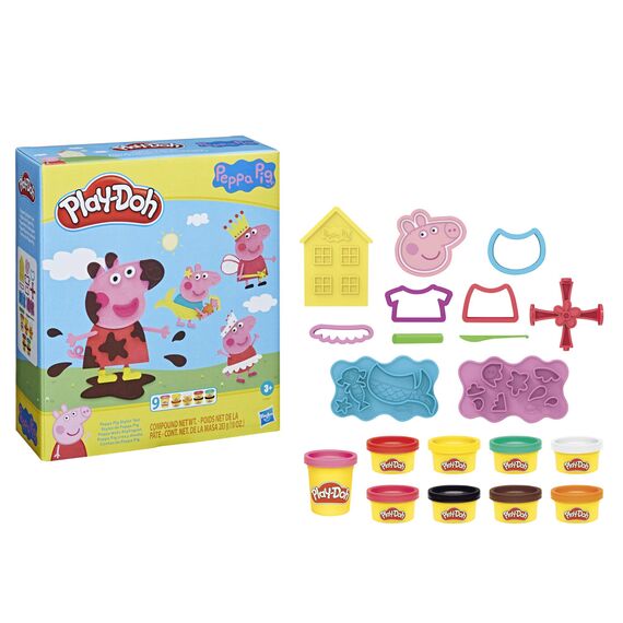 Play-Doh Peppa Wutz Stylingset mit 9 Dosen und 11 Accessoires, Peppa Wutz Spielzeug für Kinder ab 3 Jahren, Multicolour