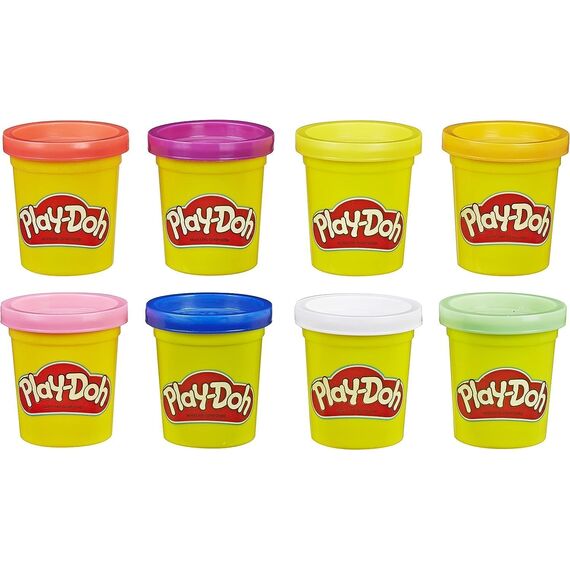 Play-Doh Rainbow Pack 8 x 56g Dosen, Bastel-Set mit hochwertiger Knetmasse in 8 fröhlichen Farben, fördert die Feinmotorik und das Gestalten, kreatives für Kinder ab 2 Jahren