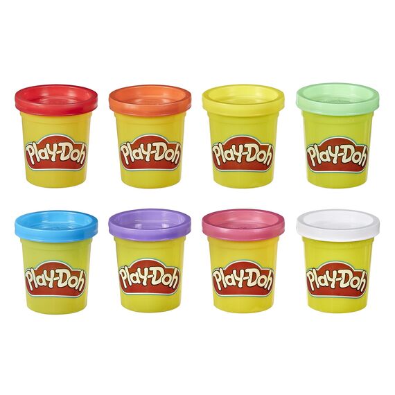 Play-Doh Rainbow Pack 8 x 56g Dosen, Bastel-Set mit hochwertiger Knetmasse in 8 fröhlichen Farben, fördert die Feinmotorik und das Gestalten, kreatives für Kinder ab 2 Jahren