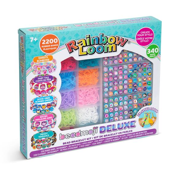 Bandai Beadmoji Deluxe Kit | Armbandhersteller mit einzigartigen Messaging-Perlen | lustige und trendige Themen | Gummibänder und Beadmoji-Perlen für kreatives Zubehör | Bastelset für Jungen und