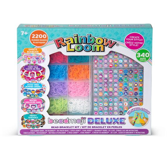 Bandai Beadmoji Deluxe Kit | Armbandhersteller mit einzigartigen Messaging-Perlen | lustige und trendige Themen | Gummibänder und Beadmoji-Perlen für kreatives Zubehör | Bastelset für Jungen und
