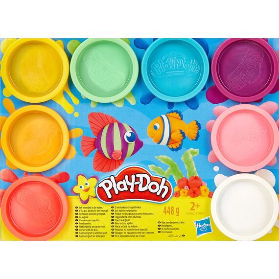 Play-Doh Rainbow Pack 8 x 56g Dosen, Bastel-Set mit hochwertiger Knetmasse in 8 fröhlichen Farben, fördert die Feinmotorik und das Gestalten, kreatives für Kinder ab 2 Jahren