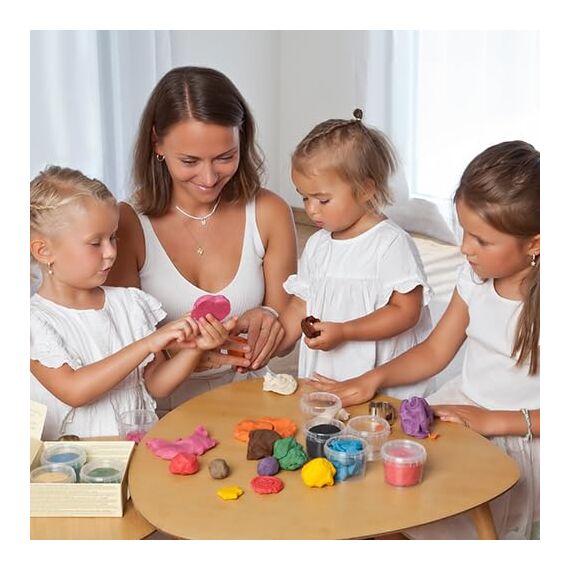 GRÜNSPECHT Bio-Soft-Knete, 4 Farben aus natürlichen Rohstoffen, Lebensmittelqualität, weich, mischbar, gelb, rot, grün, blau, Kinderknete, ungiftig (680-00)