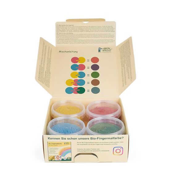 GRÜNSPECHT Bio-Soft-Knete, 4 Farben aus natürlichen Rohstoffen, Lebensmittelqualität, weich, mischbar, gelb, rot, grün, blau, Kinderknete, ungiftig (680-00)