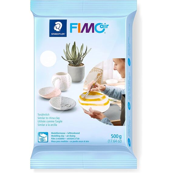 FIMO Air Modelliermasse, lufttrocknende Knete in Weiß (500 g) und Granit (350 g), sofort gebrauchsfähig, kein Brennvorgang notwendig, klebt nicht, mind. 95% natürliche Rohstoffe