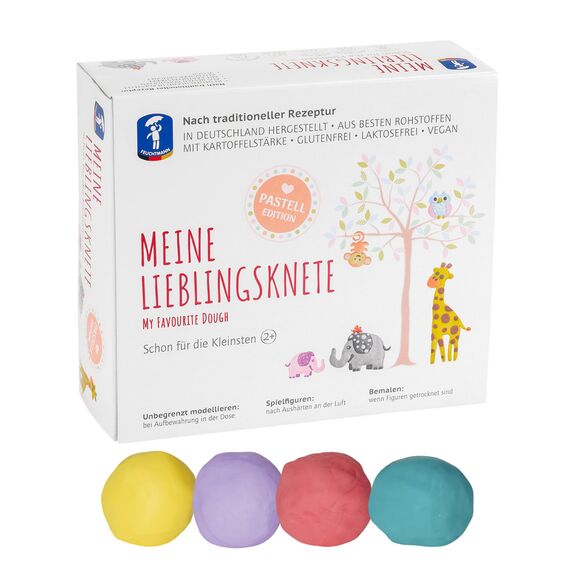 Feuchtmann MEINE LIEBLINGSKNETE Pastell Edition | Knetset 4 x 150g | vegane glutenfreie Knete | Kinderknete ungiftig | Spielknete für kreatives Spielen ab 2 Jahren