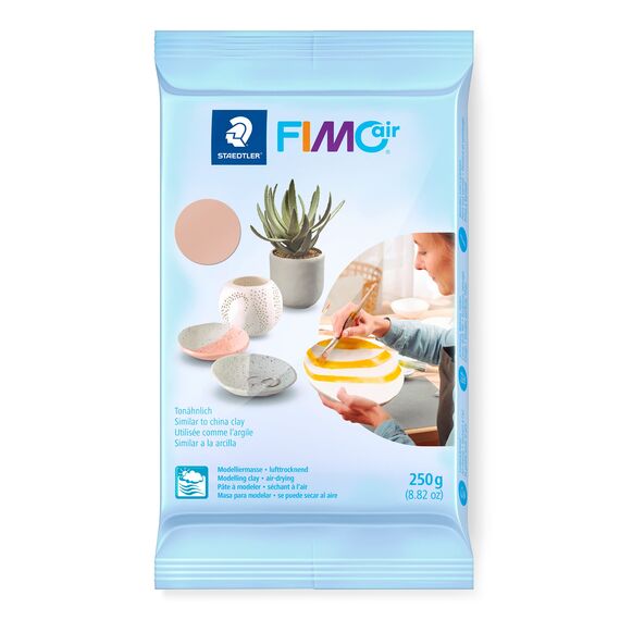 STAEDTLER lufttrocknende Modelliermasse FIMO air, blassrosa, sofort gebrauchsfähig, kein Brennvorgang notwendig, 250g, angenehme Haptik, klebt nicht, mind. 95% natürliche Rohstoffe, 8103-43