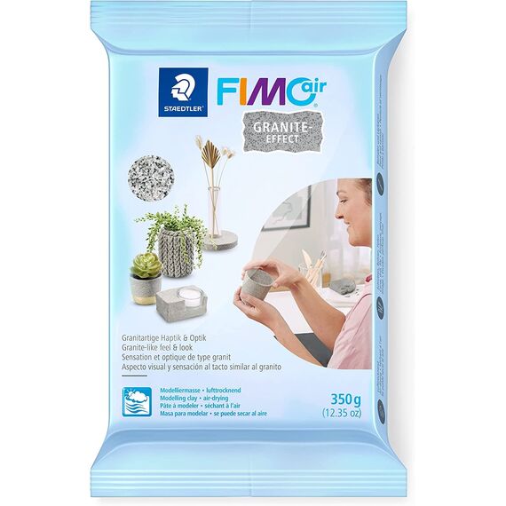 FIMO Air Modelliermasse, lufttrocknende Knete in Weiß (500 g) und Granit (350 g), sofort gebrauchsfähig, kein Brennvorgang notwendig, klebt nicht, mind. 95% natürliche Rohstoffe
