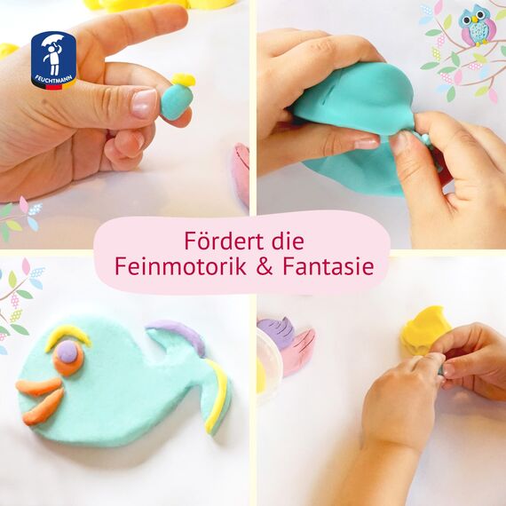 Feuchtmann MEINE LIEBLINGSKNETE Pastell Edition | Knetset 4 x 150g | vegane glutenfreie Knete | Kinderknete ungiftig | Spielknete für kreatives Spielen ab 2 Jahren