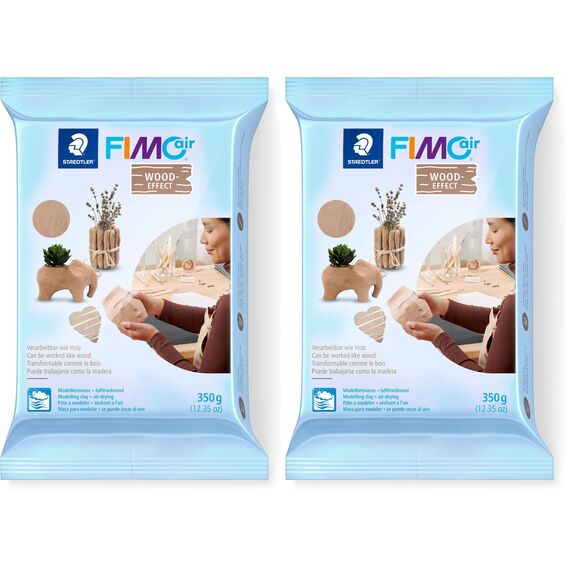 STAEDTLER lufttrocknende Modelliermasse FIMO air wood-effect, holzähnlich, kein Brennvorgang notwendig, 350g, klebt nicht, mind. 95% natürliche Rohstoffe, 8150-W7 (Packung mit 2)