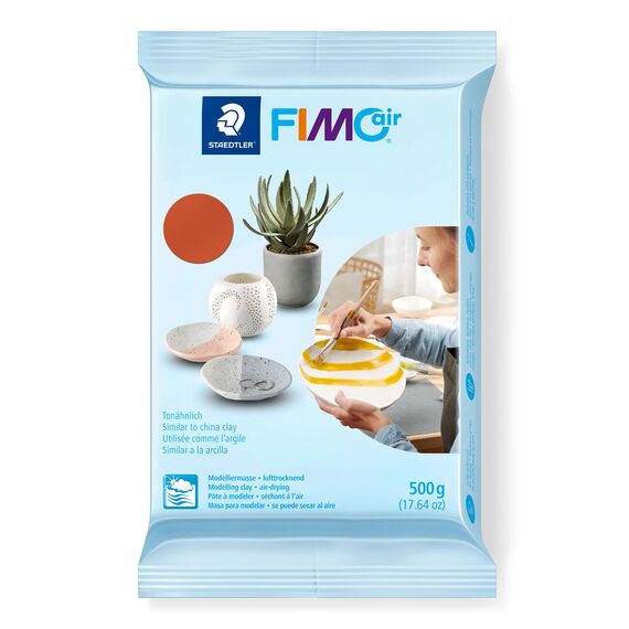 STAEDTLER lufttrocknende Modelliermasse FIMO air, terrakotta, sofort gebrauchsfähig, kein Brennvorgang notwendig, 500g, angenehme Haptik, klebt nicht, mind. 95% natürliche Rohstoffe, 8100-76