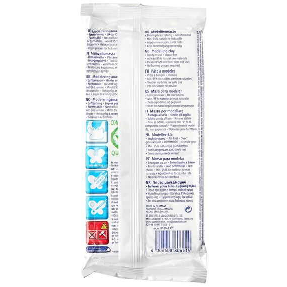 STAEDTLER lufttrocknende Modelliermasse FIMO air, blassrosa,sofort gebrauchsfähig, kein Brennvorgang notwendig,500g, angenehme Haptik, klebt nicht, mind. 95% natürliche Rohstoffe,8100-43,Packung mit 2