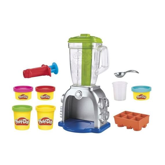Play-Doh Smoothie Mixer, Bastelset mit Küche, 2 x 57g & 3 x 28g Dosen Bunte Knete für Zutaten, kreatives Spielen für Kinder ab 3 Jahren