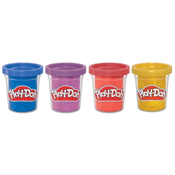 Play-Doh 4er-Pack Schimmerglanzknete – kreatives Knet-Set mit glitzernder Knete für fantasievolles Spielen