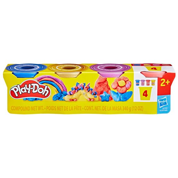 Play-Doh 4er-Pack Schimmerglanzknete – kreatives Knet-Set mit glitzernder Knete für fantasievolles Spielen
