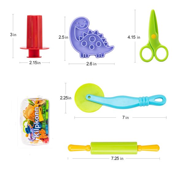 42pcs Knete Zubehör, Knetwerkzeug Set, Formen, Form, Schere, Knete Teigroller mit Aufbewahrungstasche, Spielset Kneteset zubehör für Kinder Kleinkinder Jungen Mädchen