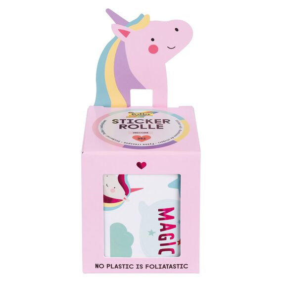 folia 27102 - Stickerrolle UNICORN, Sticker Set mit 352 Aufklebern, 4 m lang mit verschiedenen selbstklebenden Motiven