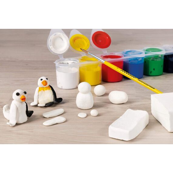 EBERHARD FABER 570102 - Modelliermasse lufttrocknend weiß, 1 kg EFA Plast Kids tonbasiert (Packung mit 2)