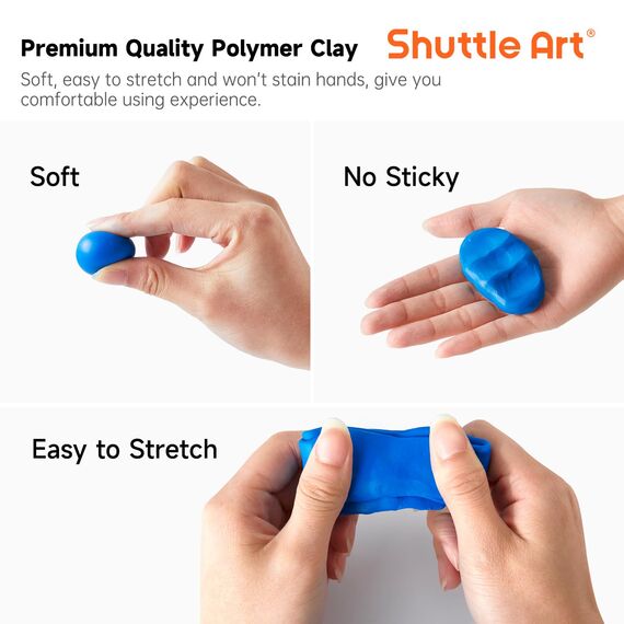 Shuttle Art Polymer Clay Set, 112 Knete Set, Modelliermasse ofenhärtend, Ton mit 112 Farben Backknete(je 20g), 20 Werkzeugen & 16 Arten Zubehör, Kinderknete, Modellierknete, Modelliermasse kinder