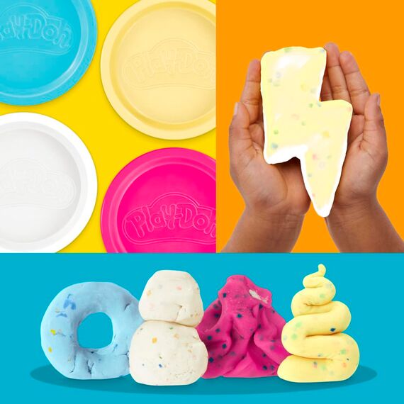 Play-Doh 4er-Pack Konfettiknete – buntes Knet-Set für kreatives Spielen und Basteln