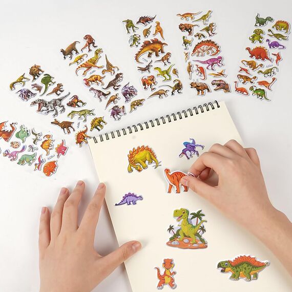 Vicloon 3D Aufkleber, 24 Blätter 350+ Verschiedene 3D Stickers Geschwollene, Aufkleber Einschließlich Dinosaurier und Mehr