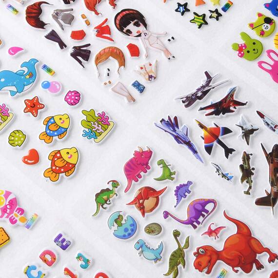 Vicloon 3D Aufkleber für Kinder, 38 Blätter 1000+ Verschiedene Geschwollene Aufkleber, Geschwollen Stickers, Einschließlich ruchtaufkleber, Tieraufkleber Einhorn, Christmas Sticker und Mehr
