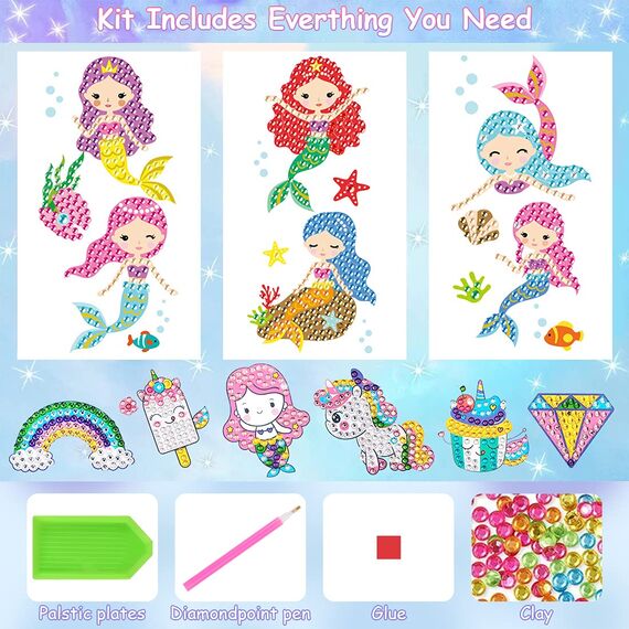 O-Kinee 5D Diamand Painting Set für Kinder, 5D Diamant Aufkleber Set, 5D Diamand Painting Aufkleber Kinder, Tiere Diamant Aufkleber Kit, für Kinder und Erwachsene Anfänger Mädchen