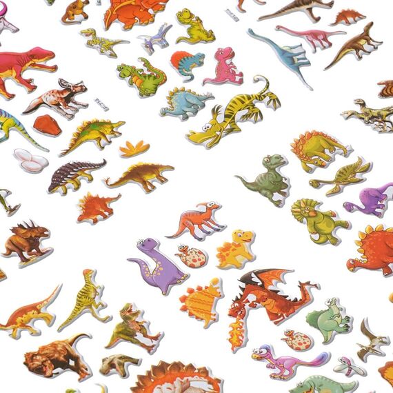 Vicloon 3D Aufkleber, 24 Blätter 350+ Verschiedene 3D Stickers Geschwollene, Aufkleber Einschließlich Dinosaurier und Mehr