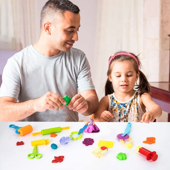 42pcs Knete Zubehör, Knetwerkzeug Set, Formen, Form, Schere, Knete Teigroller mit Aufbewahrungstasche, Spielset Kneteset zubehör für Kinder Kleinkinder Jungen Mädchen