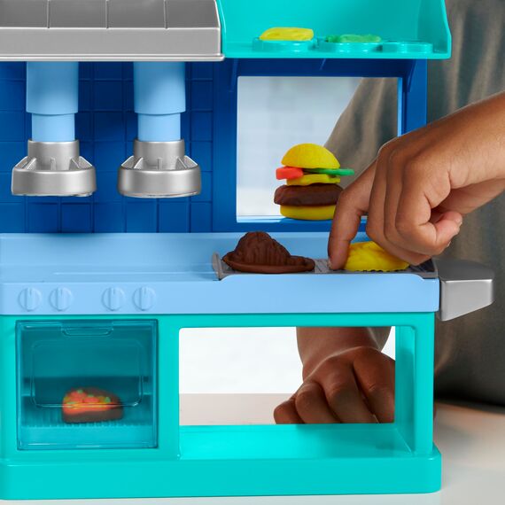 Play-Doh Kitchen Creations Buntes Restaurant, 2-seitiges Küchenspielset, Set für Mädchen und Jungen, Small